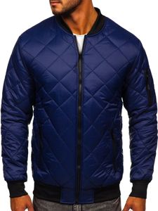 Blouson de transition bomber pour homme bleu foncé matelassé Bolf MY-01