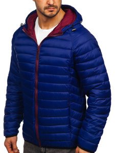 Blouson de transition matelassé bleu foncé pour homme à capuche Bolf 13022