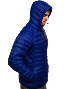 Blouson de transition matelassé bleu foncé pour homme à capuche Bolf 13022