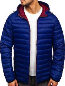 Blouson de transition matelassé bleu foncé pour homme à capuche Bolf 13022