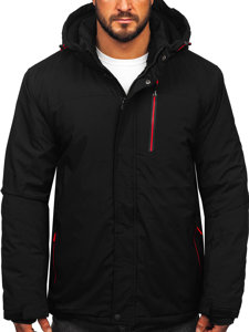 Blouson d'hiver de ski sportif pour homme noir-rouge Bolf 7097