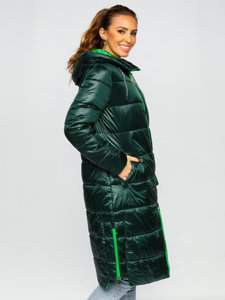 Blouson d'hiver long à capuche matelassé pour femme vert Bolf J9063