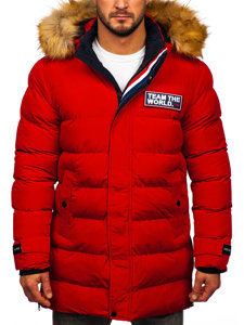 Blouson d'hiver long matelassé pour homme rouge Bolf 6477