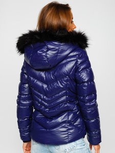 Blouson d'hiver matelassé à capuche pour femme bleu foncé Bolf 23068