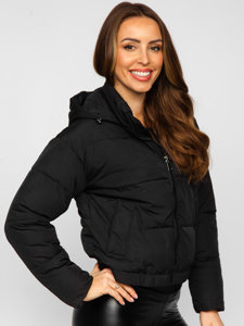 Blouson d'hiver matelassé à capuche pour femme noir Bolf 16M9080