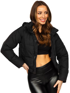 Blouson d'hiver matelassé à capuche pour femme noir Bolf 16M9080