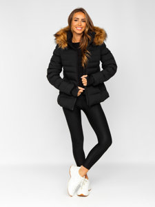 Blouson d'hiver matelassé à capuche pour femme noir Bolf 5M768