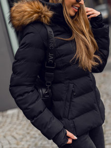 Blouson d'hiver matelassé à capuche pour femme noir Bolf 5M768