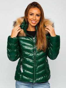 Blouson d'hiver matelassé à capuche pour femme vert Bolf 6830