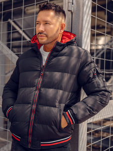 Blouson d'hiver matelassé réversible pour homme noir-rouge Bolf 7410A