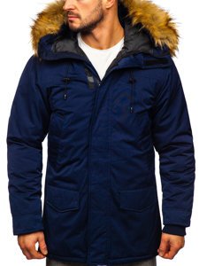 Blouson d'hiver parka alaska pour homme bleu foncé Bolf HZ8109