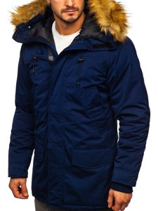 Blouson d'hiver parka alaska pour homme bleu foncé Bolf HZ8109