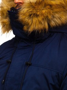 Blouson d'hiver parka alaska pour homme bleu foncé Bolf HZ8109