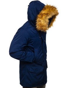 Blouson d'hiver parka alaska pour homme bleu foncé Bolf HZ8109