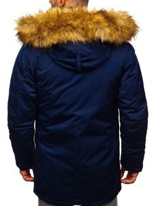 Blouson d'hiver parka alaska pour homme bleu foncé Bolf HZ8109