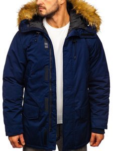 Blouson d'hiver parka alaska pour homme bleu foncé Bolf HZ8109