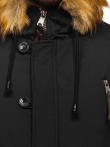 Blouson d'hiver parka pour homme noir Bolf 1795