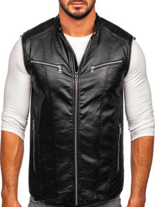 Blouson en cuir biker avec manches amovibles pour homme noir Bolf 11Z8011