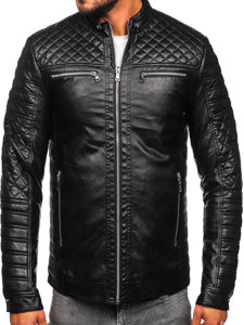 Blouson en cuir biker pour homme noir Bolf 11Z8002