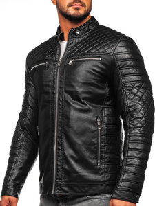 Blouson en cuir biker pour homme noir Bolf 11Z8002