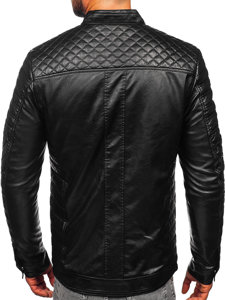 Blouson en cuir biker pour homme noir Bolf 11Z8002