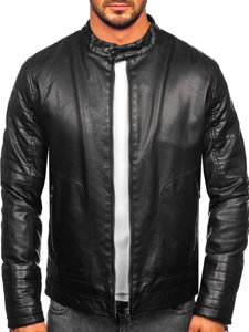 Blouson en cuir biker pour homme noir isolé Bolf 92531