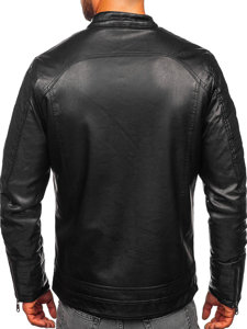 Blouson en cuir biker pour homme noir isolé Bolf 92531