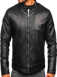 Blouson en cuir biker pour homme noir isolé Bolf 92531