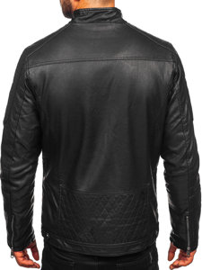 Blouson en cuir biker pour homme noir isolé Bolf 92535