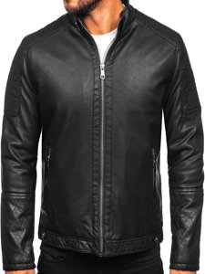 Blouson en cuir biker pour homme noir isolé Bolf 92535