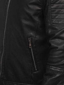 Blouson en cuir biker pour homme noir isolé Bolf 92535