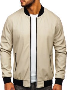 Blouson en cuir pour homme ecru Bolf 6124