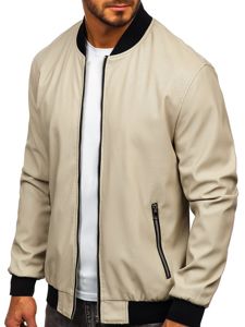 Blouson en cuir pour homme ecru Bolf 6124