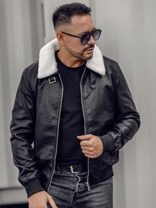 Blouson en cuir pour homme noir Bolf 1178  