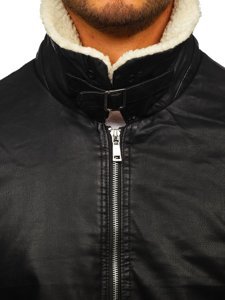 Blouson en cuir pour homme noir Bolf 1178  