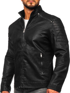 Blouson en cuir pour homme noir Bolf EX229