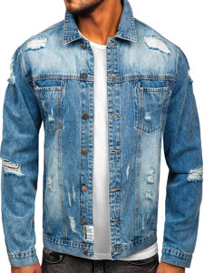 Blouson en jean pour homme bleu clair Bolf MJ501BC