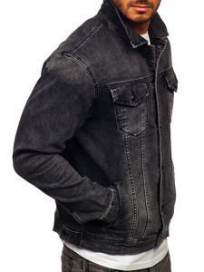 Blouson en jean pour homme noir Bolf XSF78268    