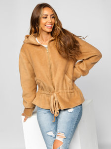 Blouson manteaux court à capuche pour femme beige Bolf 9320