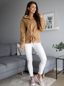 Blouson manteaux court à capuche pour femme beige Bolf 9320