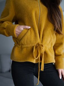 Blouson manteaux court à capuche pour femme jaune Bolf 9320