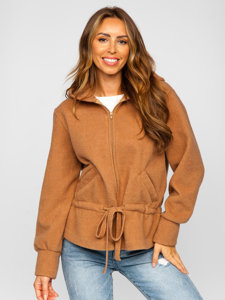 Blouson manteaux court à capuche pour femme marron Bolf 9320