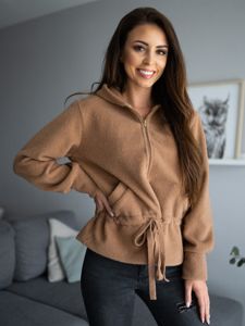 Blouson manteaux court à capuche pour femme marron Bolf 9320