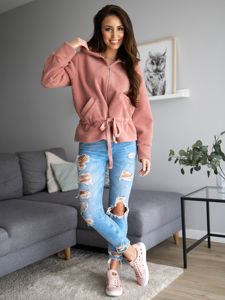 Blouson manteaux court à capuche pour femme rose Bolf 9320