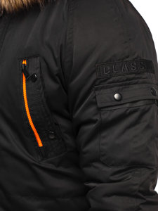 Blouson pour homme d'hiver parka noir Bolf 1067