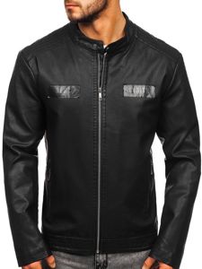 Blouson pour homme en cuir noir Bolf 1122