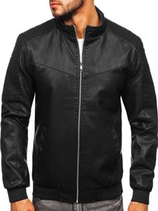 Blouson pour homme en cuir noir Bolf 1123