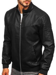 Blouson pour homme en cuir noir Bolf 1123