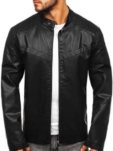 Blouson pour homme en cuir noir Bolf 1128