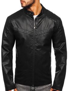 Blouson pour homme en cuir noir Bolf 1128